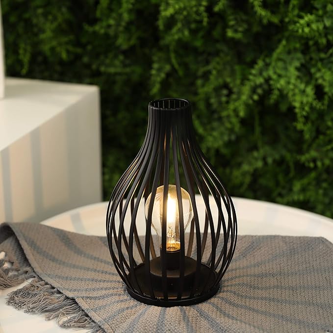 JHY DESIGN Decorations Table Lamp Battery Powered 9.5''High Vase Shaped Cordless Lamp with 6-Hours Timer Feature LED Light Decorative Room Battery Lamp for Indoor Table Garden Party-VerdiqueGarden