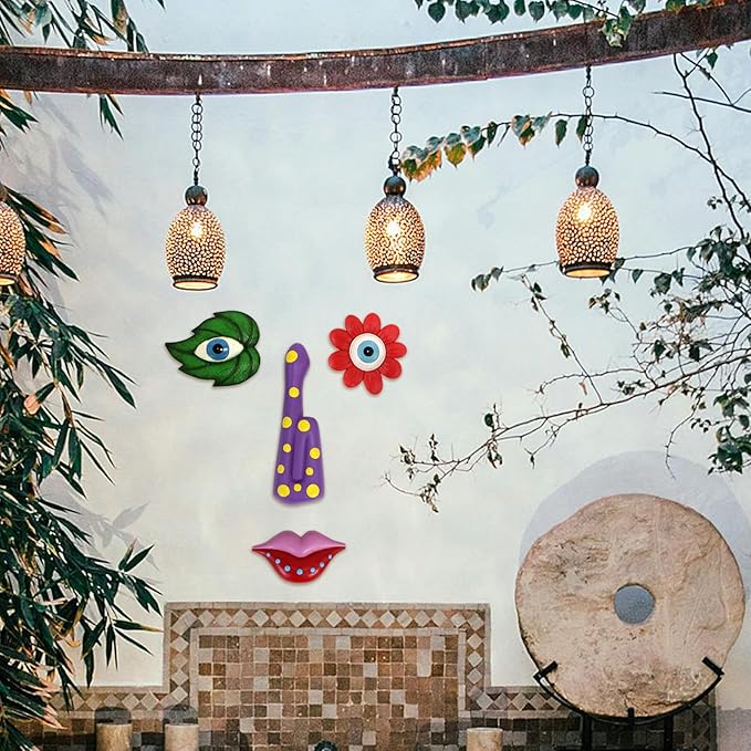 Tree Faces Decor Outdoor,Funny Tree Faces Sculpture,Colorful Fence Decorations Outdoor,Suitable for Yard and Garden Art Décor(1pcs, Colorful Leaves)-VerdiqueGarden