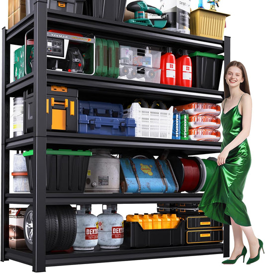 72''H*59''W Storage Shelves,5 Tier Garage Shelving 3500LBS Heavy Duty,Metal Shelves Adjustable Industrial Shelving Units,Rustproof Shelf Rack for Garage, 72''H*59''W*19.7''D-VerdiqueGarden