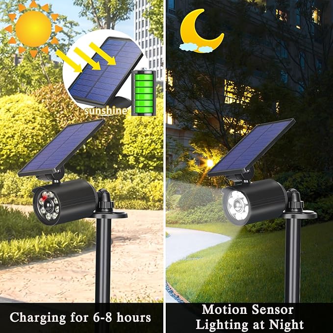 Solar Motion Lights Outdoor Waterproof 3600mAh Solar Security Flood Light for Outside Garden Driveway Path Deck Landscape Yard(2pack)-VerdiqueGarden