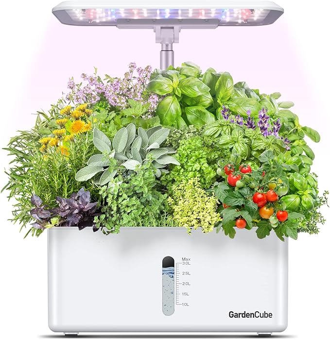 Hydroponics Growing System Garden: 8 Pods Indoor Herb Garden with Grow Light Plants Germination Kit Quiet Automatic Hydroponic Height Adjustable - Gardening Gifts for Women Kitchen White-VerdiqueGarden