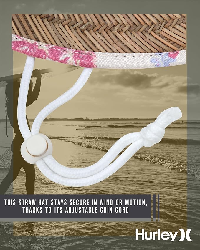 Hurley Women's Straw Hats - Real Straw Hat Medium Brim and Adjustable Chin Strap-VerdiqueGarden