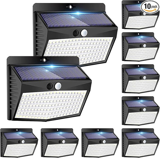 Peasur Solar Outdoor Lights, [138 LED/10 Packs] Solar Motion Sensor Security Lights with 3 Lighting Modes Solar Wall Lights Waterproof Solar Powered Lights for Garden Fence Yard Deck-VerdiqueGarden