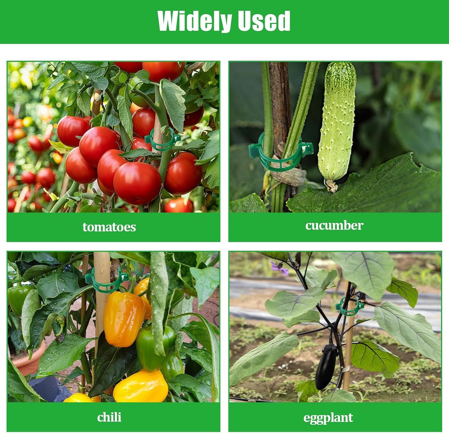 300 PCS Green Plant Fixing Clips,Plant Support Clips, Tomato Clips, Plastic Trellis Clips,Garden Clip for Fixing Stem and Vine-VerdiqueGarden