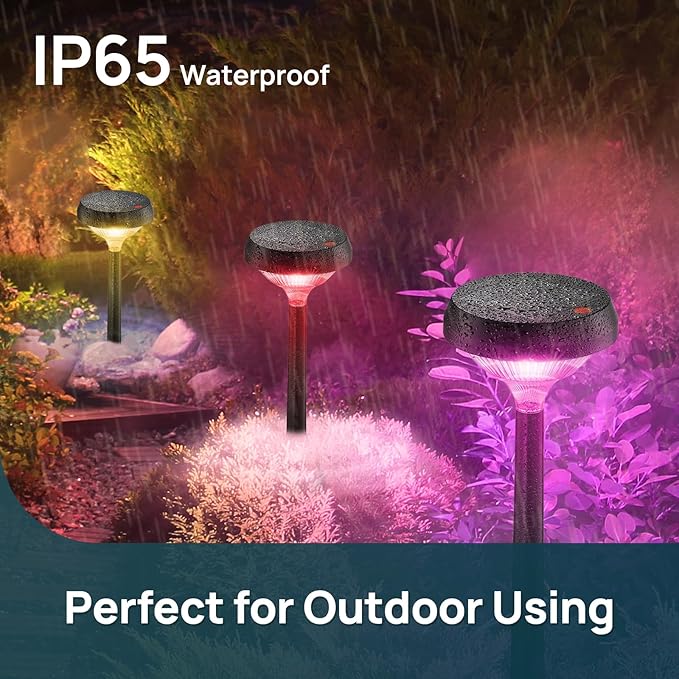 Linkind Solar Pathway Lights 8 Pack, Color Changing Halloween Decorations Outdoor Waterproof, Multicolor+Warm/Cool White Solar Lights for Walkway Pathway Yard Garden Landscape-VerdiqueGarden