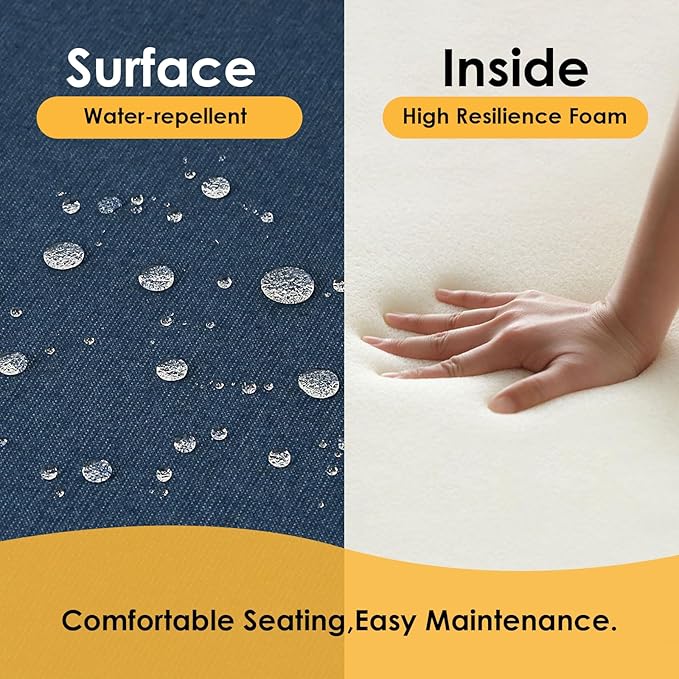 Outdoor Sunbrella Square Corner Seat Cushion, 18.5"x16"x3", Set of 4, Non Slip Seat Cushion Pads with Removable Cover for Patio Furniture, Garden Yard Lawn, Specrtum Indigo-VerdiqueGarden