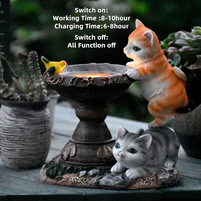 Cat Garden Figurines Outdoor Decor Solar Statue with LED Lights for Patio Lawn Yard Art Decoration Housewarming Garden Gift-VerdiqueGarden
