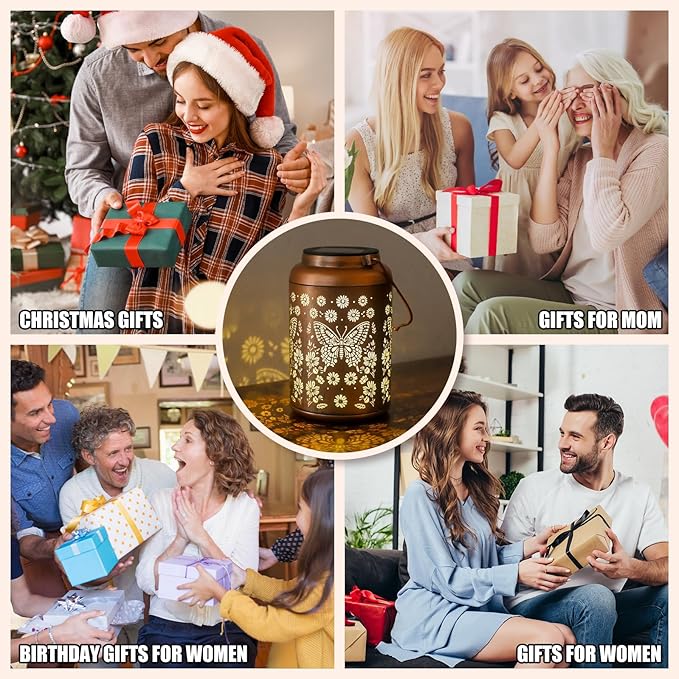 Butterfly Solar Lanterns Outdoor Waterproof - Hanging Butterflies Solar Lights Garden Decor for Outside, Birthday Gifts for Women, Mom, Mothers Day Gifts, Outdoor Decor for Patio, Yard-VerdiqueGarden