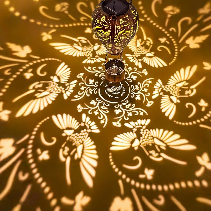 Hummingbird Decor Hot Air Balloon Solar Lantern – Outdoor Decorative Hanging Light for Garden Yard Patio Porch Lawn and Pathway – Unique Housewarming, Birthday Gift for Women Mom Grandma-VerdiqueGarden