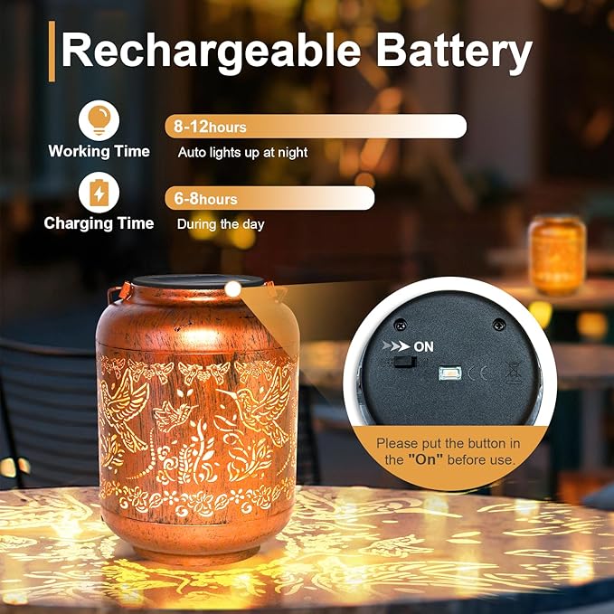 Hummingbird Solar Lanterns Outdoor Hanging Waterproof Hummingbird Garden Decor Christmas Gifts for Women Mom Grandma Metal Solar Lights Decoration Outside for Yard, Patio,Pathway Landscape-VerdiqueGarden