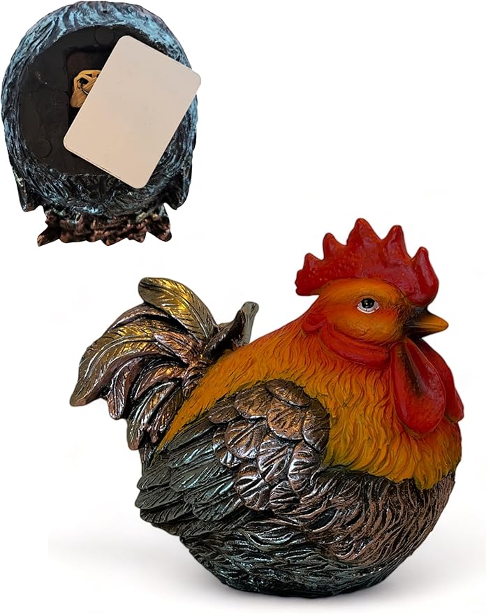 Rooster Garden Statue Quietly Holds a Hidden Key Outside for Your House or in Your Kitchen for Your Car-VerdiqueGarden