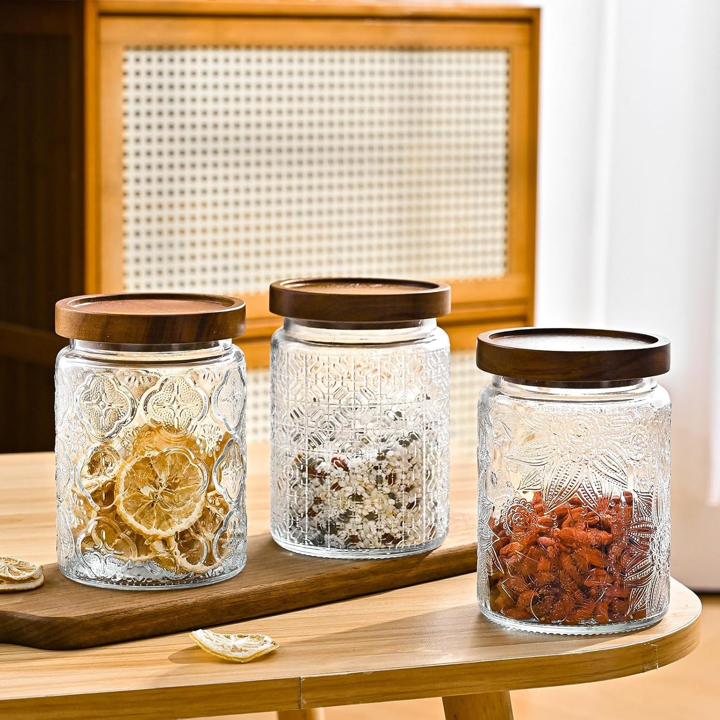 3-Pack 24oz Glass Jar With Airtight Lid,Kitchen Canisters For Countertop,Coffee Sugar Container Set,Pantry Glass Storage Containers For Flour,Candy,Loose Tea,Snack, mason jars-VerdiqueGarden