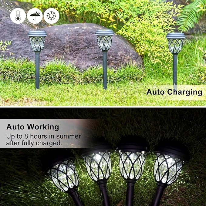 10 Pack Solar Lights Outdoor Garden Pathway Solar Powered Yard Lights for Walkway Sidewalk Driveway.-VerdiqueGarden