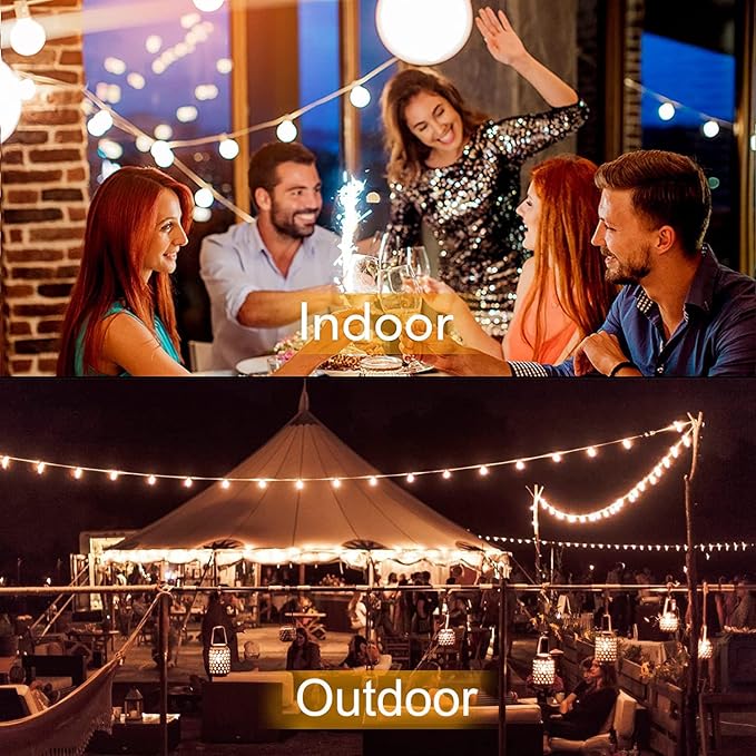 100Ft G40 Outdoor String Lights Patio Lights with 100 Edison Globe Bulbs, Connectable Outdoor String Lights Waterproof UL Listed for Indoor Porch Party Wedding Deck Balcony Wedding Party Decor- White-VerdiqueGarden