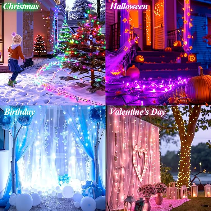 LitHome Color Changing Christmas Lights, 34 Colors 66Ft 200 LED Christmas String Lights with Remote Timer, Connectable Plug in Halloween String Light Outdoor for Xmas Tree Indoor Party Fall Decoration-VerdiqueGarden
