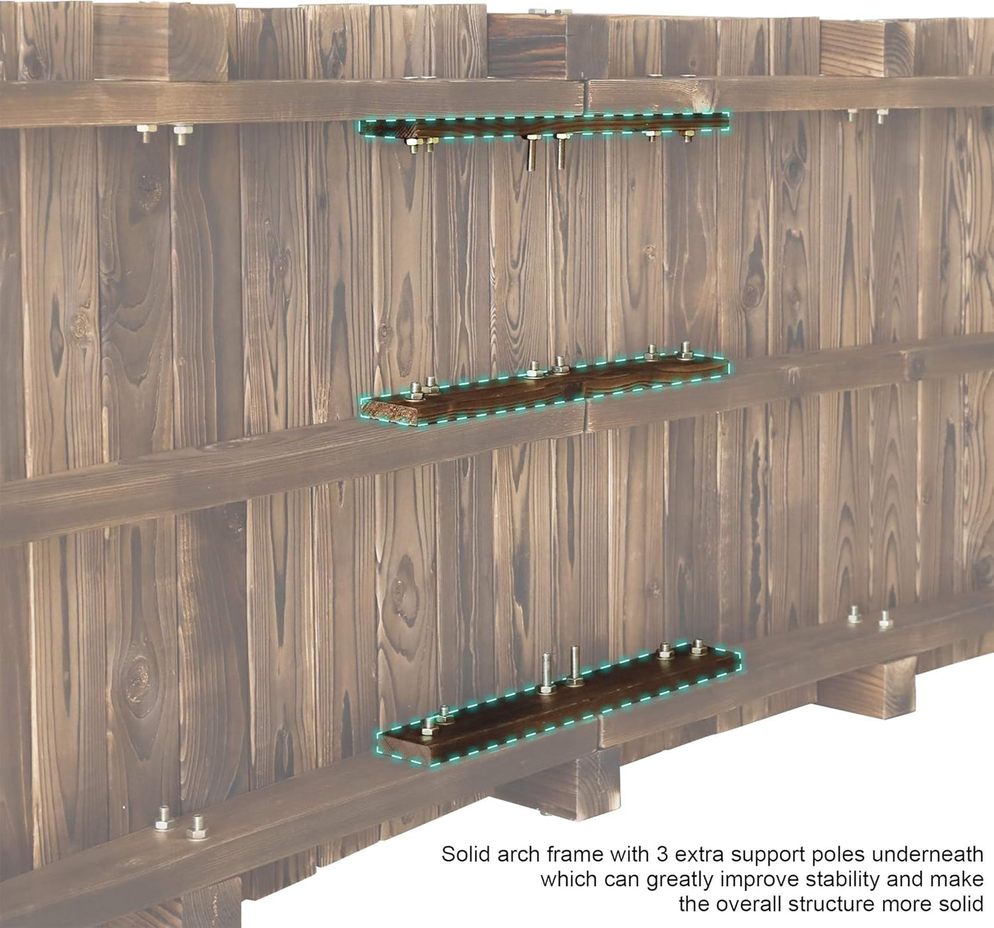 5FT Wooden Garden Bridge Arch Stained Finish Footbridge Decorative Backyard Bridge with Double Safety Railings Outdoor Lawn Pond Bridge Walkway for Garden Yard Patio Courtyard Farm Stream Creek-VerdiqueGarden