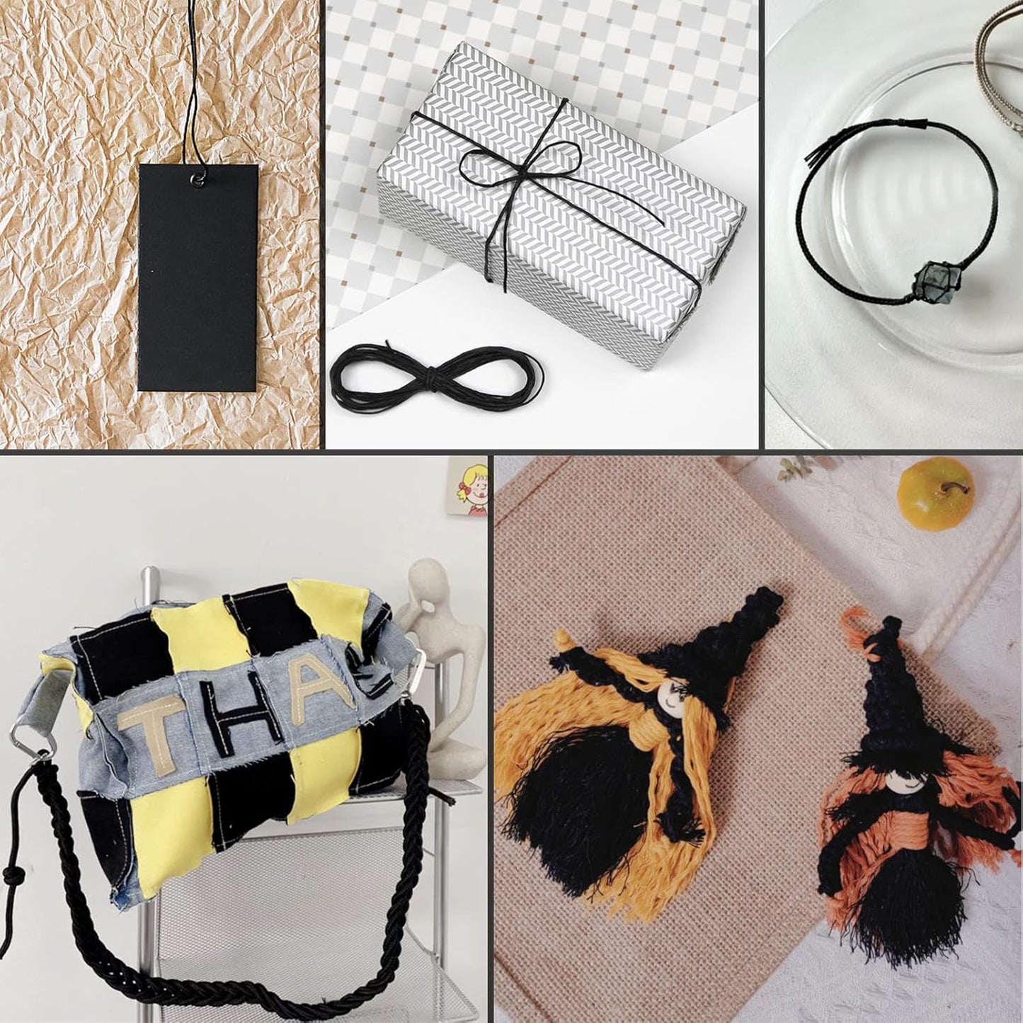 Anvin 984 Feet Cotton Jute Twine Pack - Natural, Black (Pack of 3, 10 Ply, 2mm Thick) for Bakers, Butchers, Arts & Crafts, Gardening-VerdiqueGarden