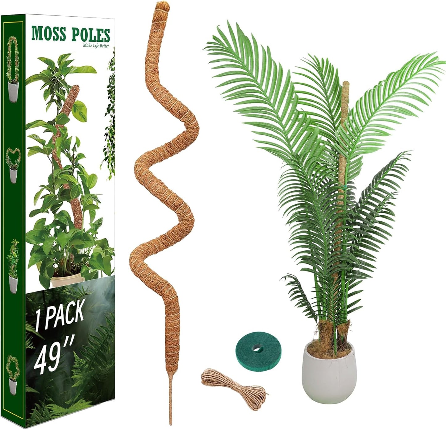 49'' Monstera Plant Support, LveSunny Bendable Moss Pole for Plants Indoor, Large Moss Pole for Climbing Plant, Coco Coir Pole, Fishbone Plant Stakes-VerdiqueGarden