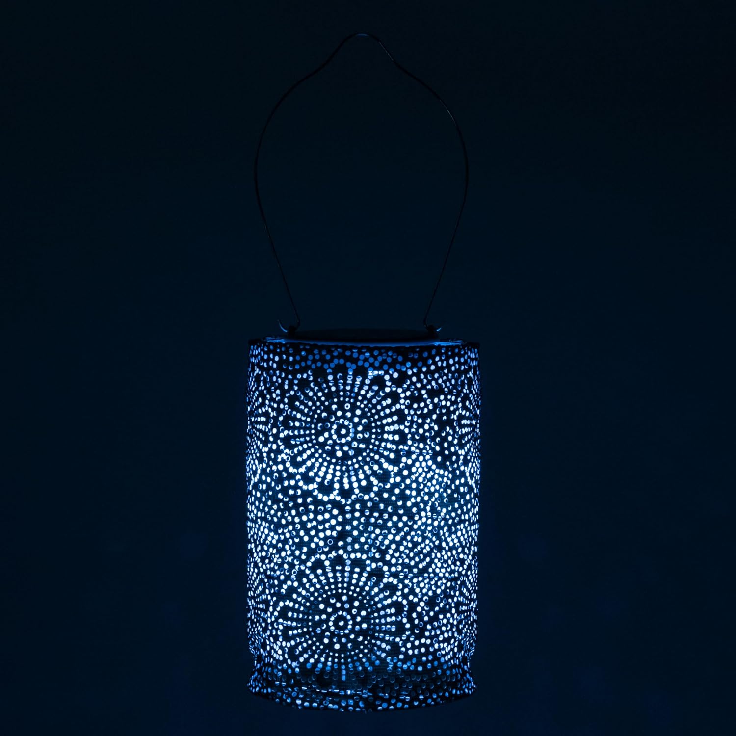 Allsop Soji Stella - Tin Art' Punched Luminaria - Cylinder - 7.5" - Outdoor Solar Latern - Metallic Emerald-VerdiqueGarden