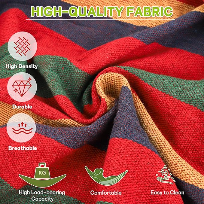 Durable Hammocks 660 Lbs Capacity, Camping Essentials Hiking Gear Accessories Max 2 X Tree Straps & Carabiners & Duckbilled Buckle & Thicker Rope & Portable Carrying Bag Included (red)-VerdiqueGarden