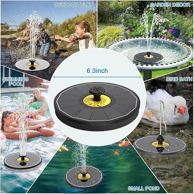 Solar Bird Bath Fountains,3.5W Glass Panel Solar Fountain Pump for Bird Bath No Battery,Solar Water Fountain Outdoor With 4 Fixed Pipes 7 Nozzles(Black)-VerdiqueGarden