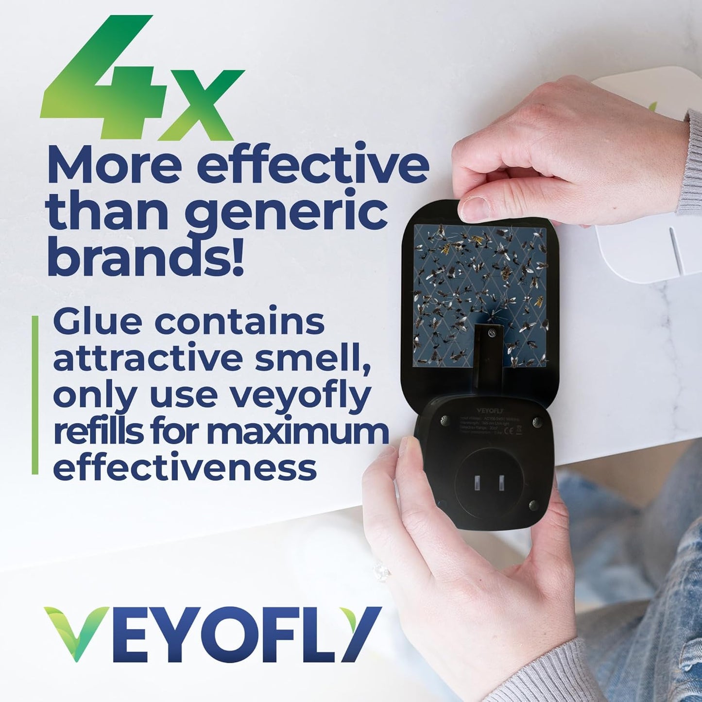 VEYOFLY Fly Trap Indoor, Fruit Fly Traps for Indoor, (1 Device + 3 Refills) Gnat Traps for House, Fly Catcher, Plug in Light Flying Insect Trap, Bug Light Killer, Fly Trap-VerdiqueGarden