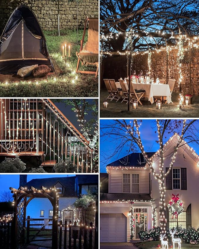 1 Pack Solar Fairy Lights for Outside Waterproof, 49FT/15M 150LED Solar String Lights Outdoor 8 Modes Solar Twinkle Lights for Garden Yard Christmas Tree Wedding Party Decor, Cool White-VerdiqueGarden