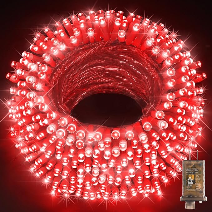 KNONEW 600ft 1500 LED String Lights Outdoor Christmas Lights 8 Modes & Timer Fairy Light Plug in Waterproof LED String Lights for Xmas Yard Tree Wedding Party Holiday Decorations (Red)-VerdiqueGarden