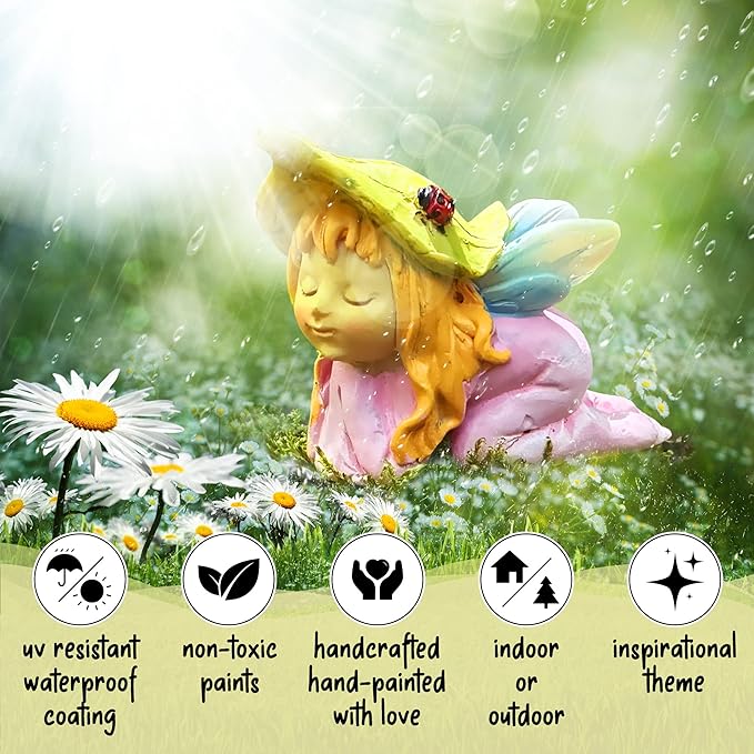 WILD PIXY Baby Miniature Fairy Garden Set – Springtime Fairy Accessories Kit with Gorgeous Fairies and Animals, Indoor/Outdoor Figurines in Designer Gift Box, Perfect for Garden Decor-VerdiqueGarden