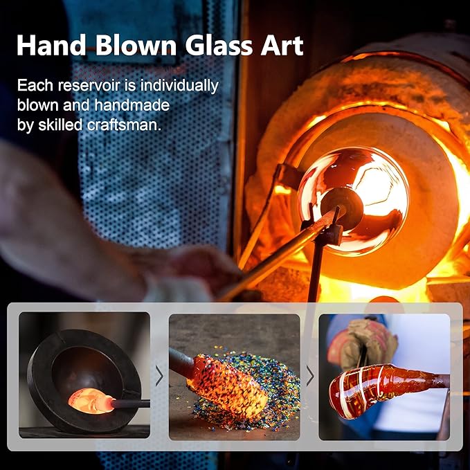 LUJII Ice Cream Shaped Spiral Hummingbird Feeder for Outdoors Hanging, Hand Blown Glass, 28 fl.oz, Leak Proof & Rustproof, Includes an Ant Moat, Unique Garden, Outside & Backyard Decor (Ribbon)-VerdiqueGarden