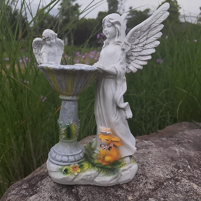 Solar Garden Statues-Angel Outdoor Statues with Color Changing Lights,Garden Sculptures & Statues,Resin Garden Statues Outdoor Clearance for Garden Decor-VerdiqueGarden
