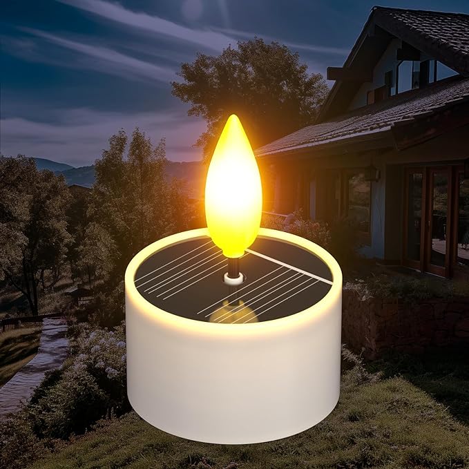 SoulBay Solar Tea Lights Outdoor Waterproof, 12 pcs 1.5" D x 2.1" Reusable Dusk to Dawn Flickering Small LED Tealight Candles, Flameless Votive Candle for Lanterns Patio Garden Camping Decor-VerdiqueGarden