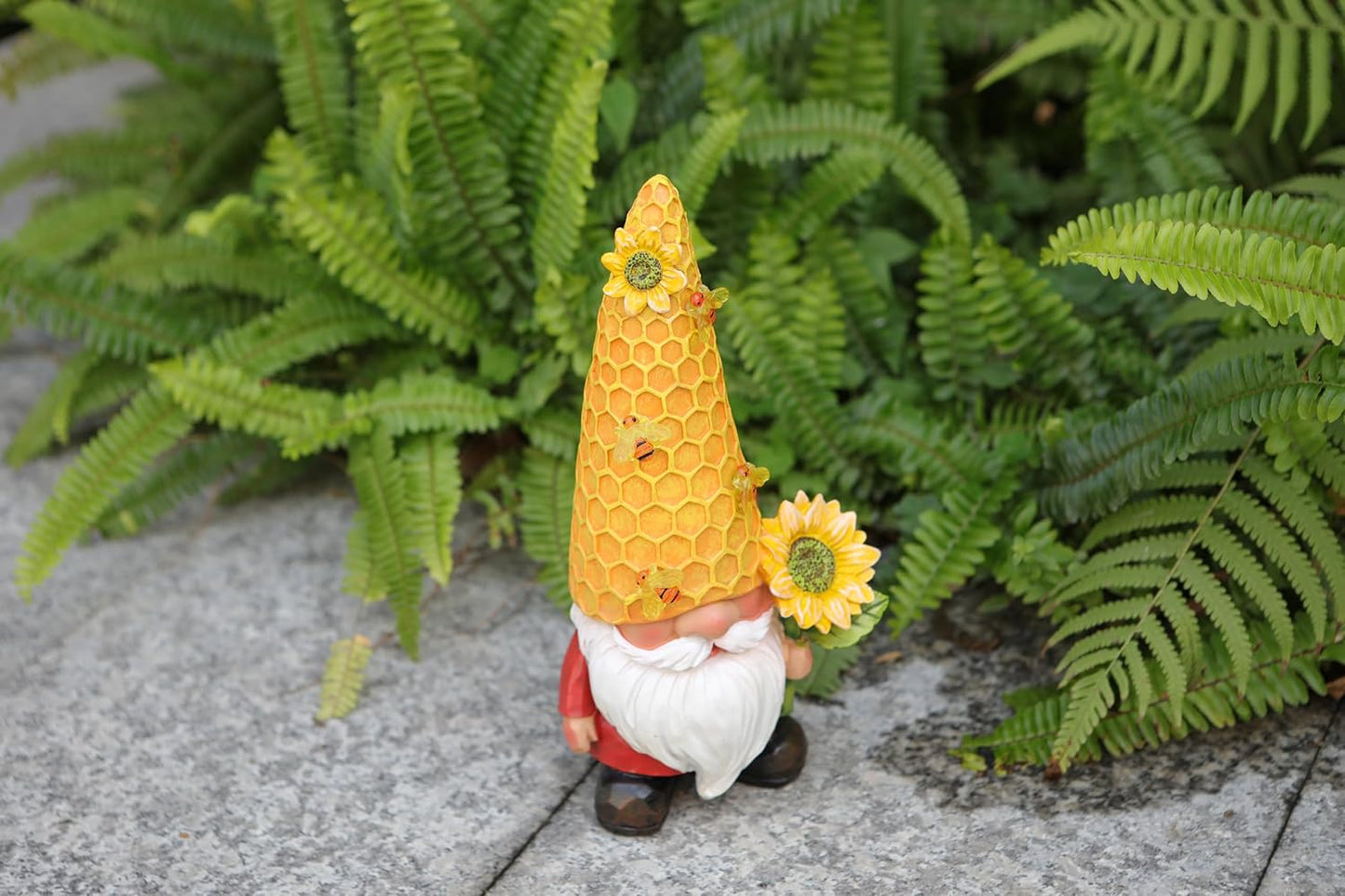 Solar Gnome Garden Decor Outdoor Statue - Gnome Sunflower LED Waterproof Sculptures Lights, Gnome Pond/Yard Statues Outside Decoration, Home, Lawn, Patio, Resin Animal Ornament, Women/Gardening Gift-VerdiqueGarden