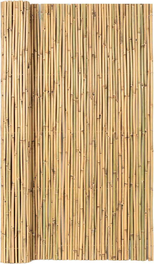 Mininfa Natural Rolled Bamboo Fence, Eco-Friendly Bamboo Fencing, 0.7 in D x 6 feet High x 8 feet Long, bambou Screen for Garden, Privacy-VerdiqueGarden