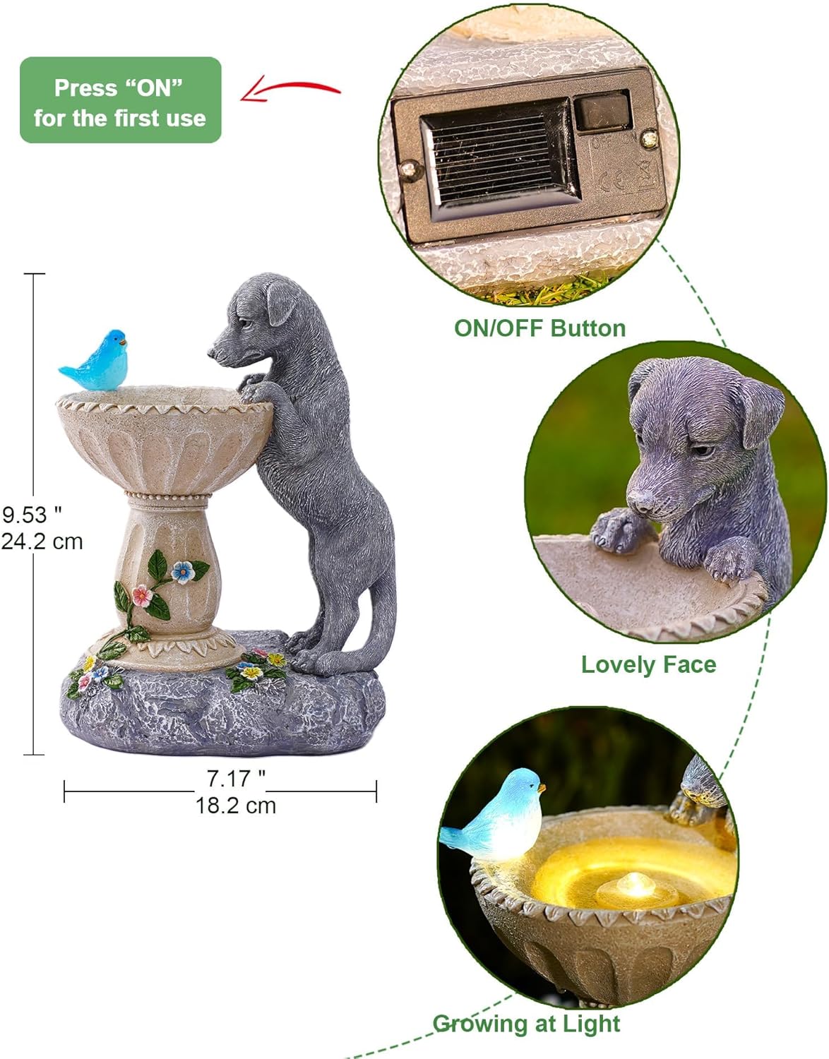 Dachshund Dog Statues for Bird Bath: Outdoor Sculptures for Garden Lawn Patio Yard Balcony Porch - Unique Gifts for Mother Grandma Women-VerdiqueGarden