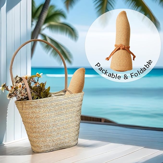 Beach Sun Straw Hats for Women, Summer Sun Protection Foldable Packable Wide Brim Hat-VerdiqueGarden