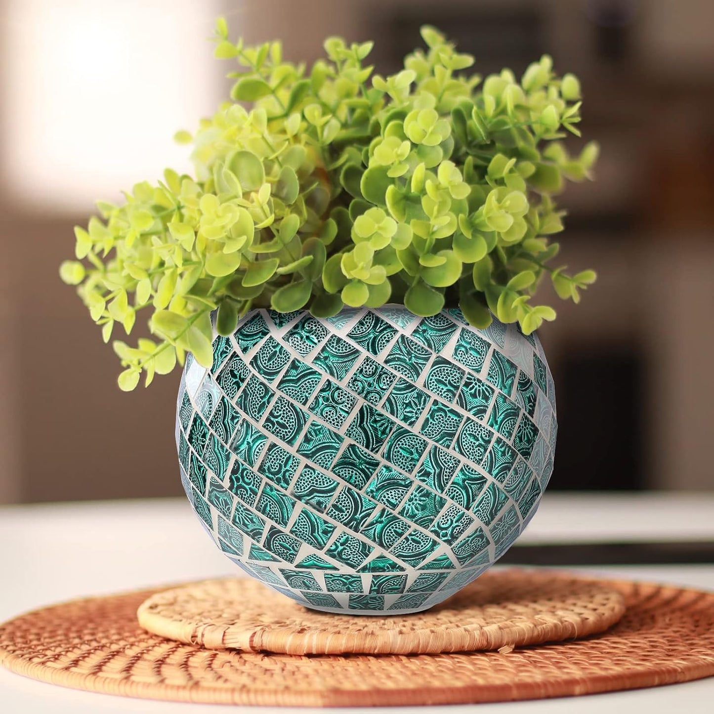 Ceramic Hanging Planter Mosaic Hanging Flower Pot Small Plant Pot for Indoor Plant Disco Ball Planter with Drainage-VerdiqueGarden