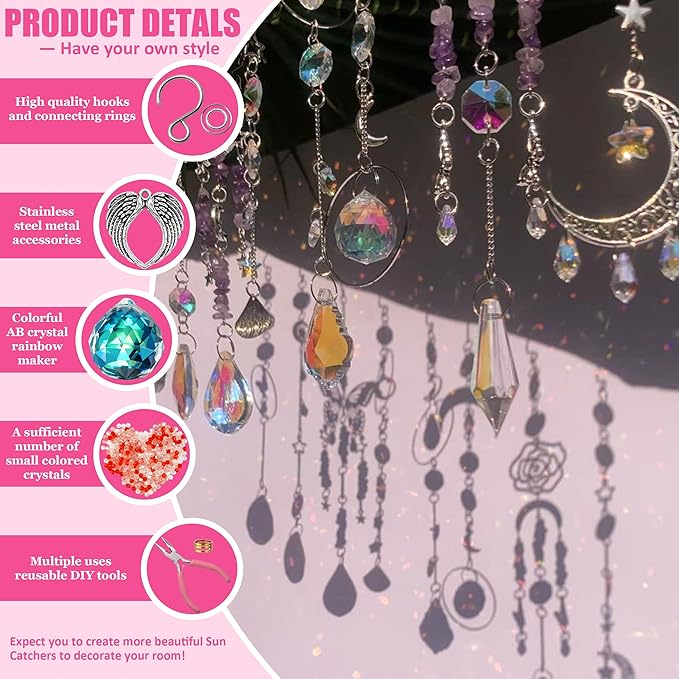 10 Sets DIY Suncatcher Kits 500PCS Valentine's Day Suncatchers Craft Kits Heart Suncatcher Ornaments DIY Sun Catchers Kit for Adults Valentine's Day Home Wedding Garden Decor Favors Gift (Love shape)-VerdiqueGarden