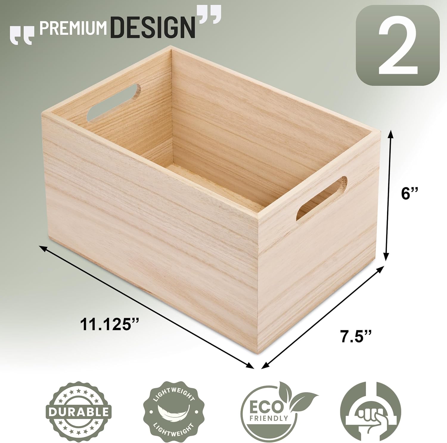 Sorbus Unfinished Wood Crates - Organizer Bins, Wooden Box for Pantry Organizer Storage, Closet, Arts & Crafts, Cabinet Organizers, Containers for Organizing (2 Pack)-VerdiqueGarden