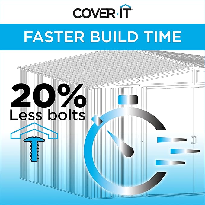 Cover It 6' x 4' Galvanized Steel Outdoor Storage Shed with Pent Roof and Lockable Sliding Doors, Weather-Resistant Steel Storage Shed for Backyards, Gray-VerdiqueGarden