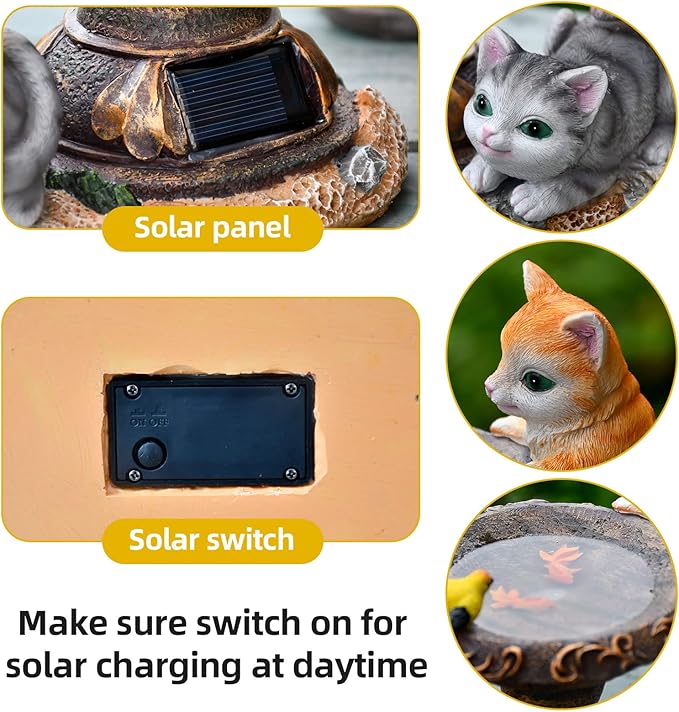 Cat Garden Figurines Outdoor Decor Solar Statue with LED Lights for Patio Lawn Yard Art Decoration Housewarming Garden Gift-VerdiqueGarden