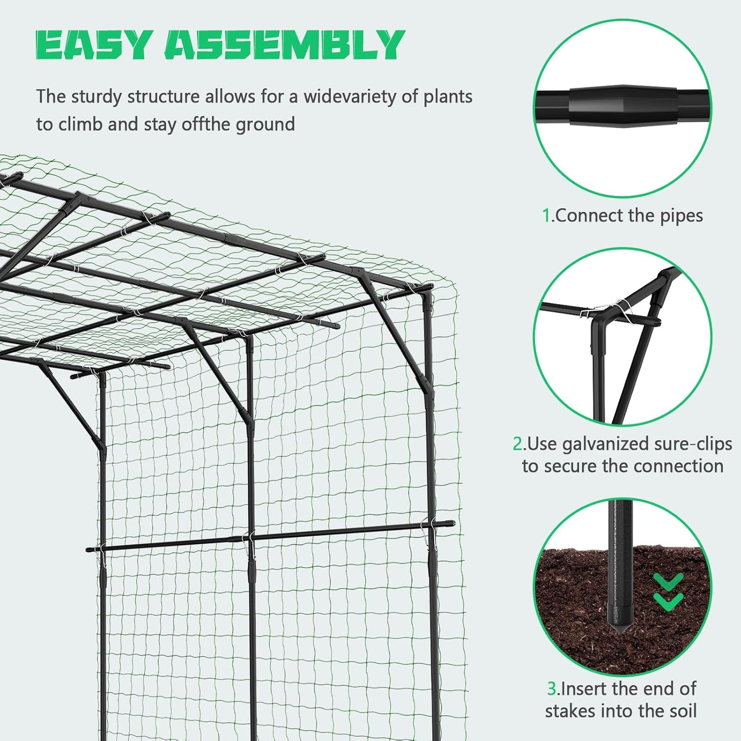 DoCred Tall Garden Arch Trellis for Climbing Plants, 79in Tall Metal Plant Support Trellis Archway for Climbing Vine Vegetable/Fruit/Flower Outdoor Yard Lawn Garden Arch Tunnel Trellis-VerdiqueGarden