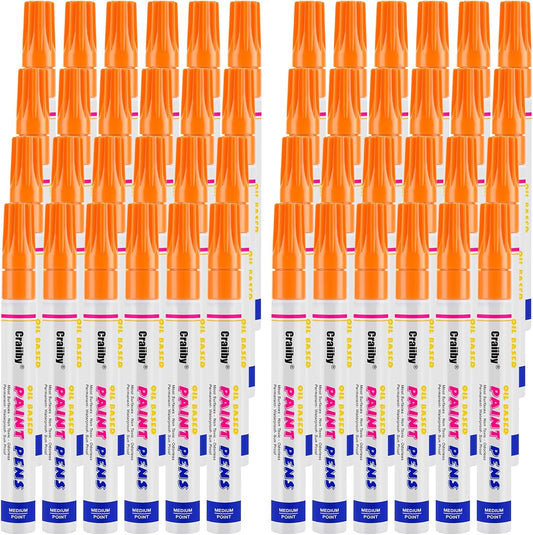 Orange Paint Markers, 48 Pack Oil-Based Waterproof Quick Dry Permanent Paint Pen Set for Rocks Painting, Wood, Fabric, Plastic, Canvas, Glass, Mugs, Metal, Tire, Stone, DIY Craft-VerdiqueGarden
