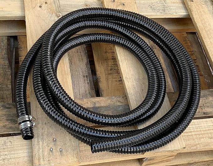 1 1/2 Inch Pond Sump Pump Discharge Hose Corrugated Water Hose Black PVC Strong Flexible Tubing 10Ft-VerdiqueGarden