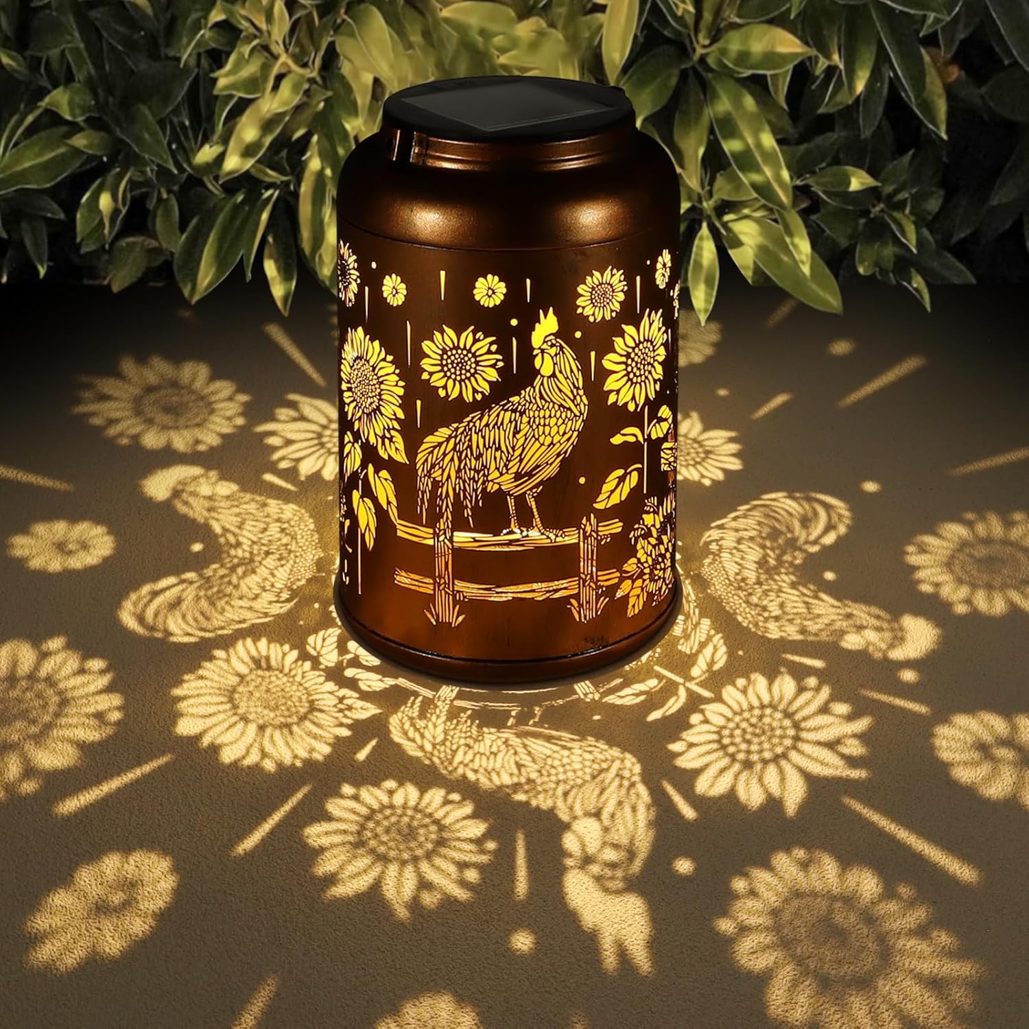 Solar Lanterns Outdoor Waterproof Hummingbird Garden Decor Christmas Gifts for Women Mom Grandma Hanging Lights Metal Decoration Outside for Yard, Patio,Backyard,Porch(Rooster)-VerdiqueGarden