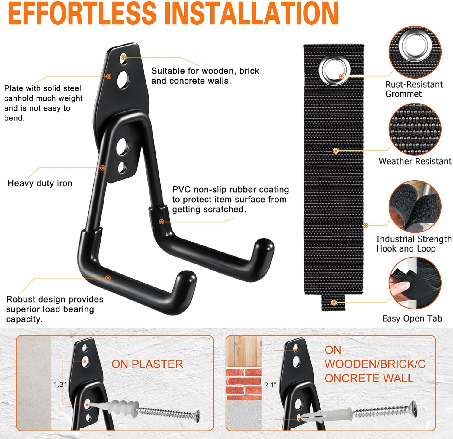 26 Pack Garage Hooks Heavy Duty Utility Steel with Anti-Slip Coating Wall Mount Storage Organizer for Hanging Power and Garden Tools, Ladders, Hose, Bikes, Ropes, Bulk Items, and More-VerdiqueGarden