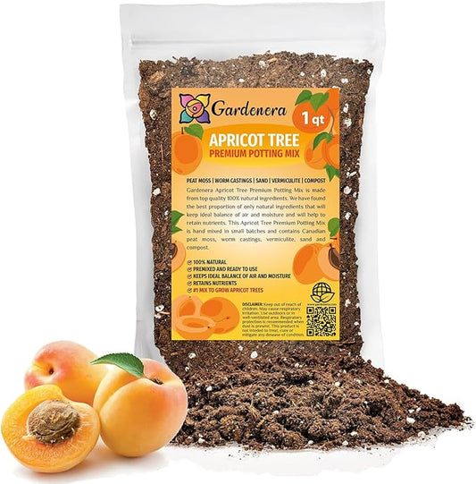 Premium Apricot Potting Soil Mix - Ideal Nutrient Blend for Growing Robust, Flavorful, and Bountiful Apricots - 1 Quart-VerdiqueGarden