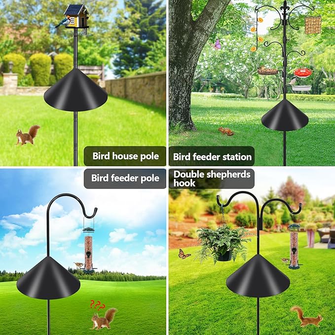 Gtongoko 19 Inch Squirrel Baffle for Bird Feeder Pole Squirrel Guards for Shepherds Hook Stopper for Bird Feeders Black 1 Pack-VerdiqueGarden