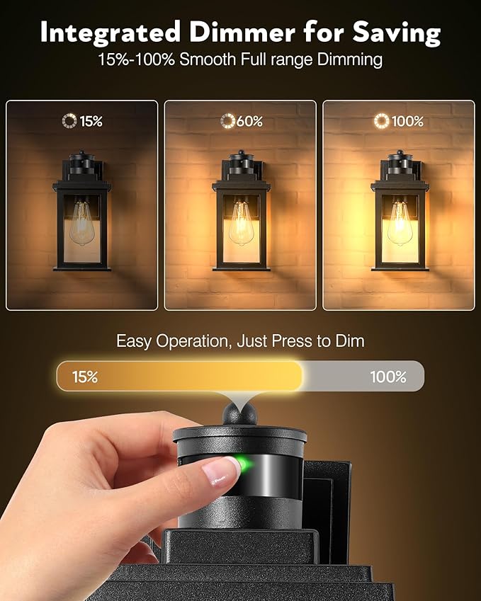 VIANIS Motion Sensor Outdoor Light, 2 Packs Exterior Lights for House, Black Waterproof Dusk to Dawn Outside Porch Lights Lantern for Garage Patio Doorway,Distance Adjustable(Hardwired, not Solar)-VerdiqueGarden