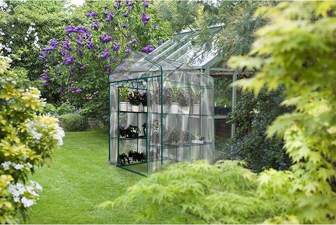 Home-Complete 514537FXW Walk-in Greenhouse-Indoor Outdoor with 8 Sturdy Shelves-Grow Plants, Seedlings, Herbs, or Flowers in Any Season-Gardening Rack, Green-VerdiqueGarden